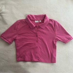 Pink Aritzia Sunday Best Cropped Collared Tee